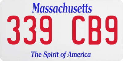 MA license plate 339CB9