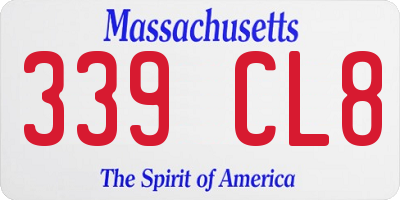 MA license plate 339CL8