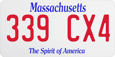 MA license plate 339CX4