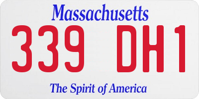 MA license plate 339DH1