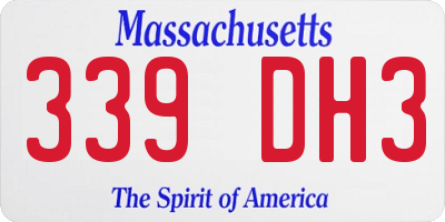MA license plate 339DH3