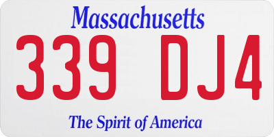 MA license plate 339DJ4