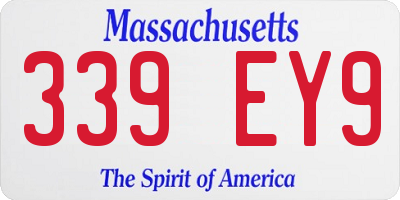 MA license plate 339EY9