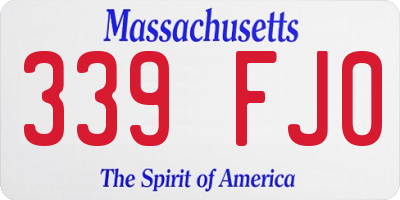 MA license plate 339FJ0