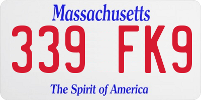 MA license plate 339FK9