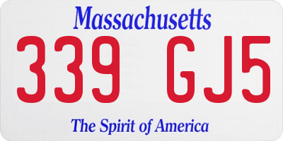 MA license plate 339GJ5