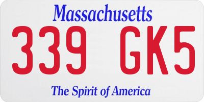 MA license plate 339GK5