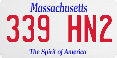 MA license plate 339HN2