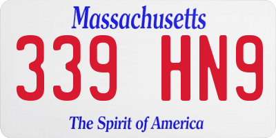 MA license plate 339HN9