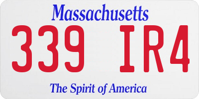MA license plate 339IR4