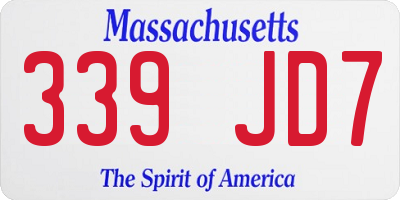 MA license plate 339JD7