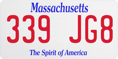 MA license plate 339JG8