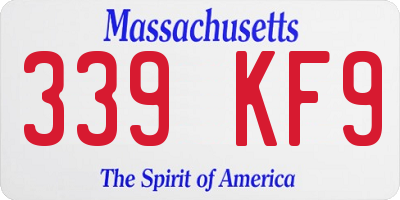 MA license plate 339KF9
