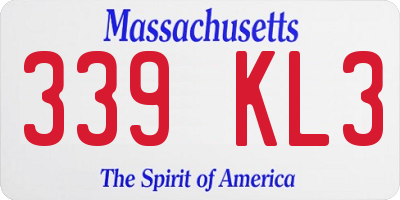 MA license plate 339KL3