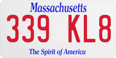 MA license plate 339KL8