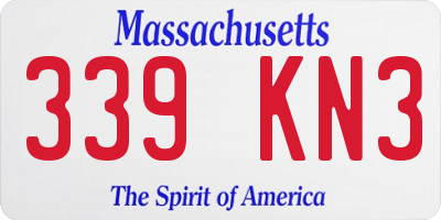 MA license plate 339KN3