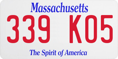 MA license plate 339KO5