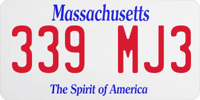 MA license plate 339MJ3