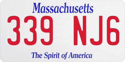 MA license plate 339NJ6
