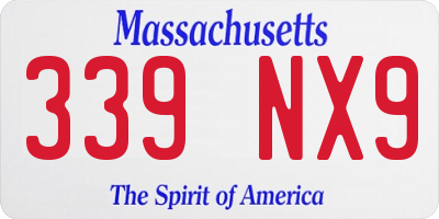 MA license plate 339NX9