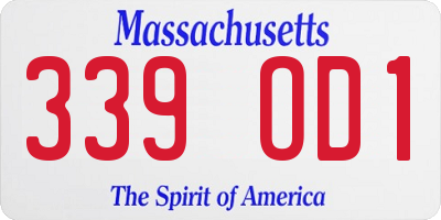 MA license plate 339OD1