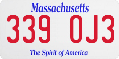 MA license plate 339OJ3