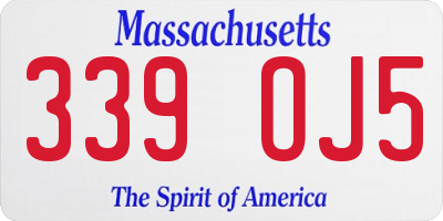 MA license plate 339OJ5