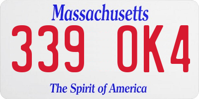 MA license plate 339OK4