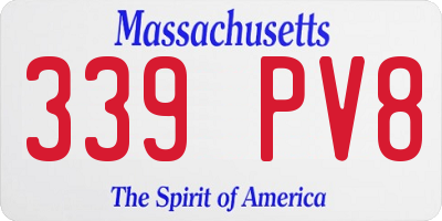 MA license plate 339PV8