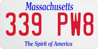 MA license plate 339PW8