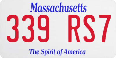 MA license plate 339RS7