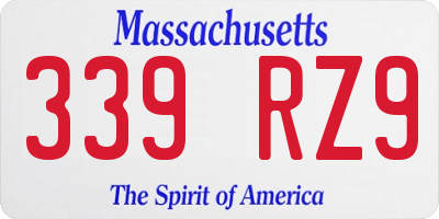 MA license plate 339RZ9