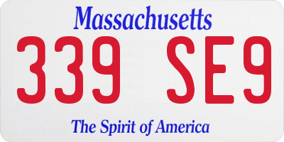 MA license plate 339SE9