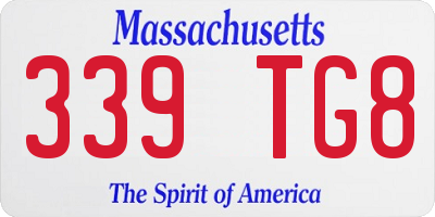 MA license plate 339TG8