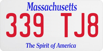MA license plate 339TJ8