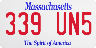 MA license plate 339UN5