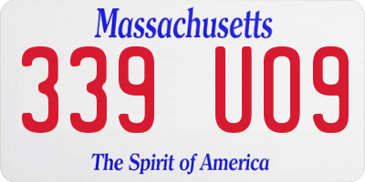 MA license plate 339UO9