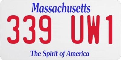 MA license plate 339UW1