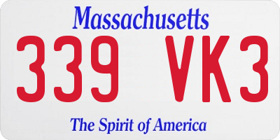MA license plate 339VK3