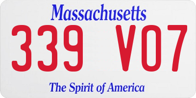 MA license plate 339VO7