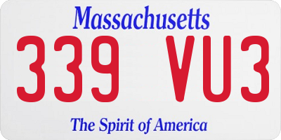 MA license plate 339VU3