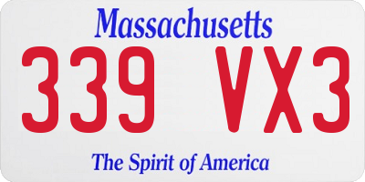 MA license plate 339VX3
