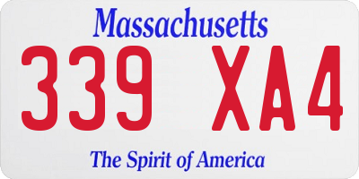 MA license plate 339XA4