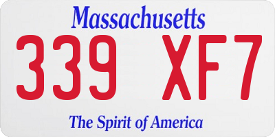 MA license plate 339XF7