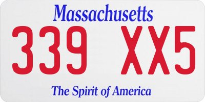 MA license plate 339XX5