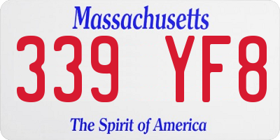 MA license plate 339YF8
