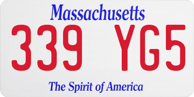 MA license plate 339YG5