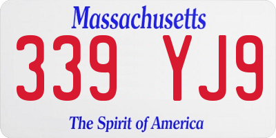 MA license plate 339YJ9