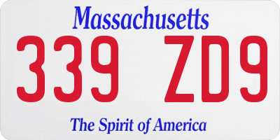 MA license plate 339ZD9