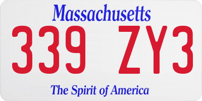 MA license plate 339ZY3